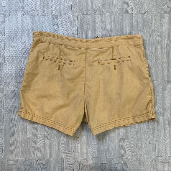 Hei Hei Shorts Women 6 Curry Linen Blend Pleated Pocket Drawstring Anthropologie - Picture 9 of 11